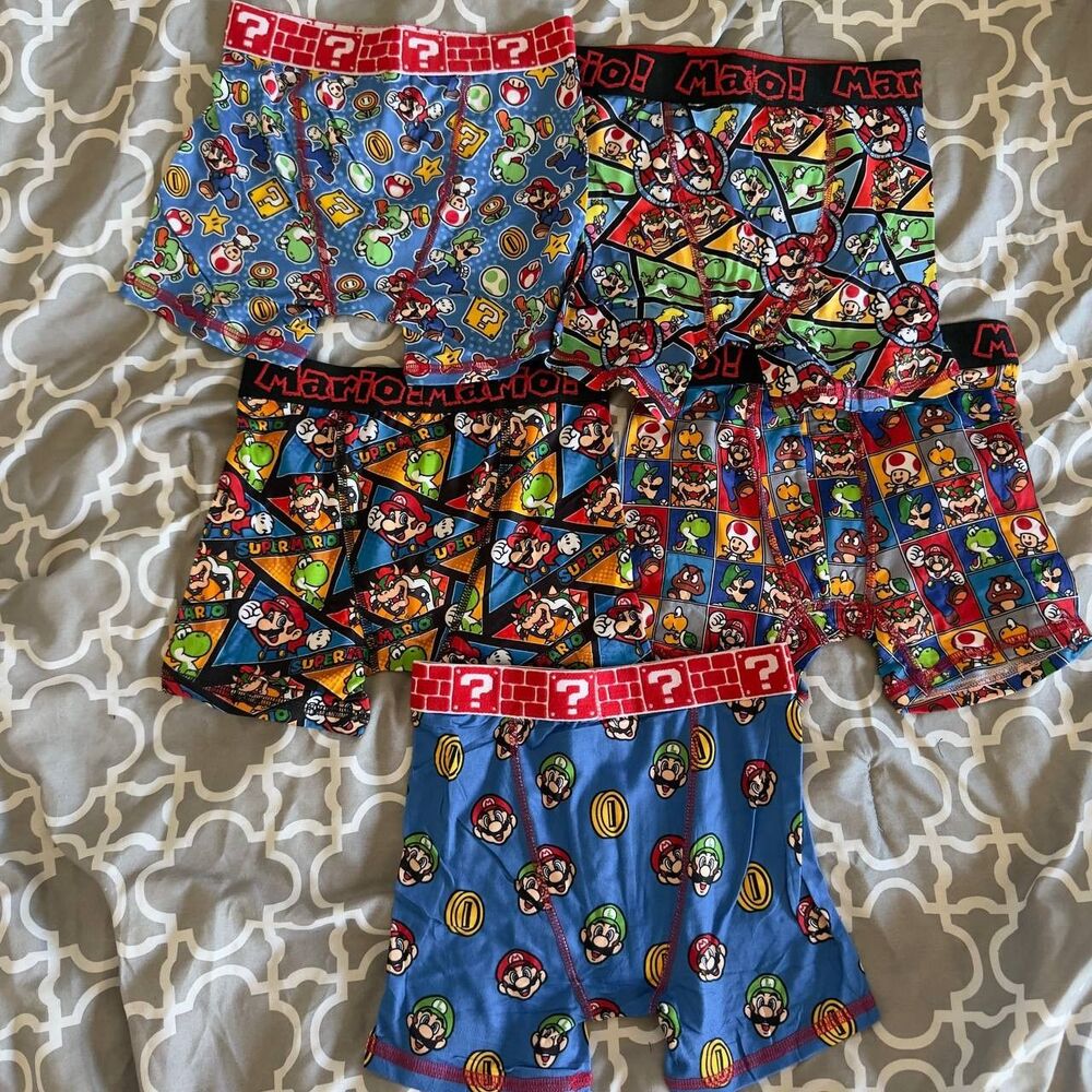 Super Mario Boys Boxer Briefs 5 Pack Size S 6/7 Bioworld Nintendo NWT